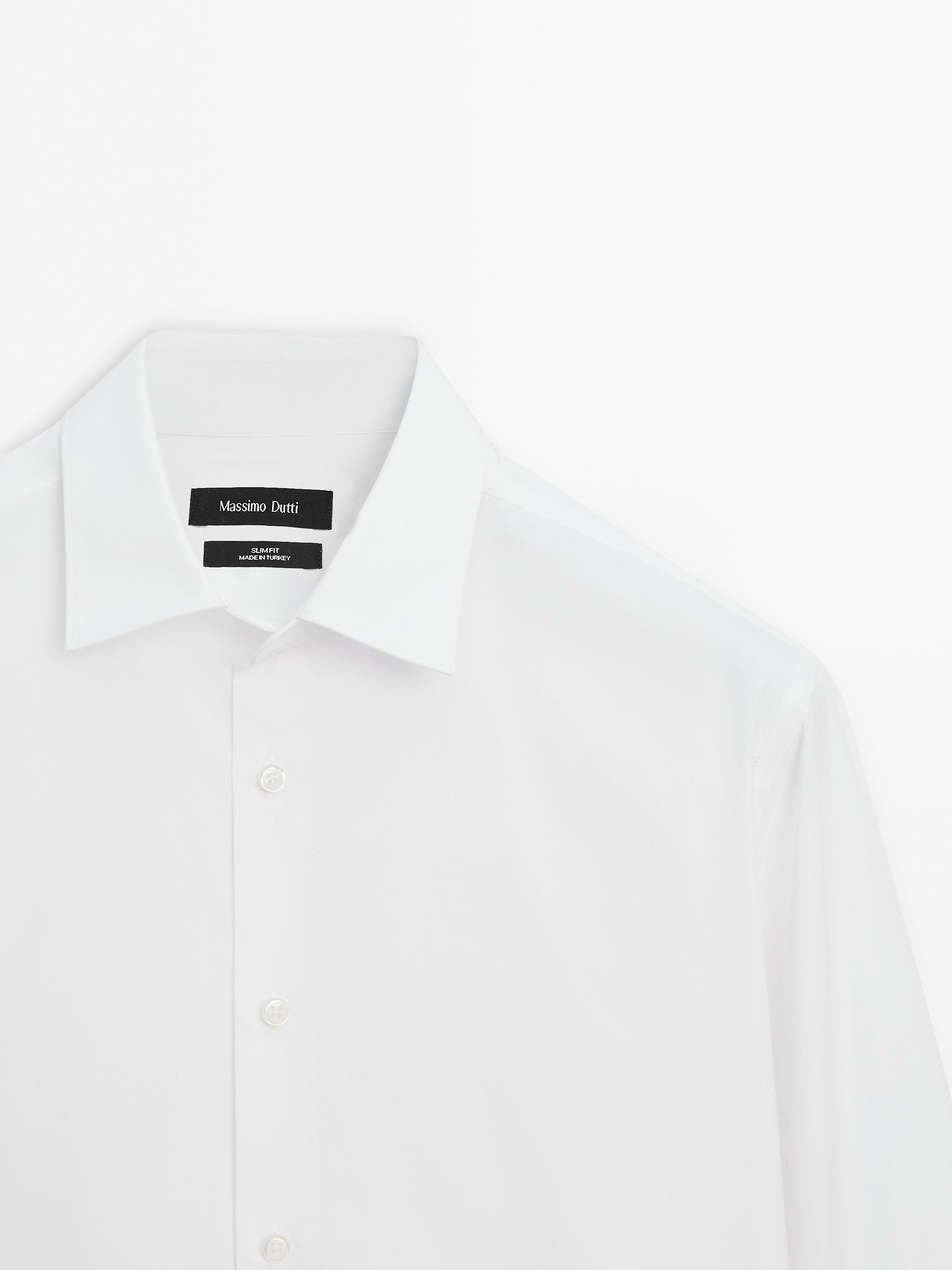 Chemise slim en popeline 100 % coton